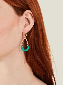 Accessorize London - Women Green Wrapped Teardrop Earrings