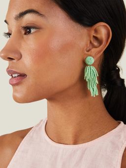 Accessorize London - Women Mint Short Bead Tassel Earrings