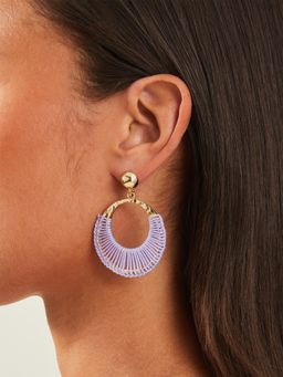Accessorize London - Women Lilac Thread Wrap Hoop Style Drop Earrings