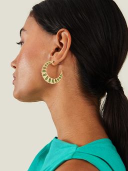 Accessorize London - Women Green Textured Bobble Hoop Earrings