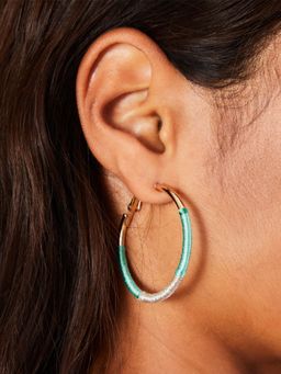 Accessorize London - Women Blue Wrapped Hoop Earrings