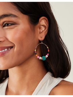 Accessorize London - Women Multi Beaded Hoop Earrings