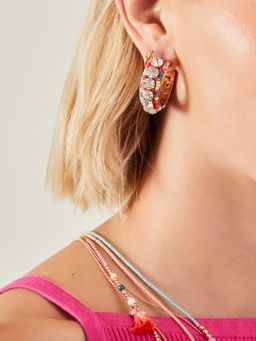 Accessorize London - Women Multi Sparkle Gem Hoop Earrings