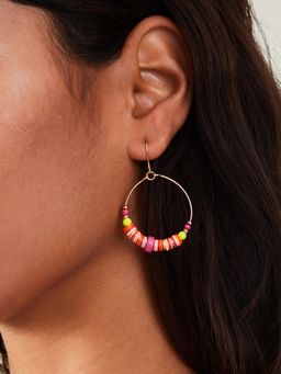 Accessorize London - Women Multi Beaded Hoop Earrings