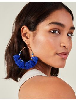 Accessorize London - Women Blue Tassel Hoop Earrings