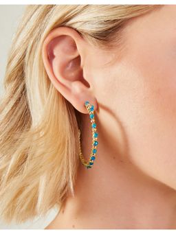 Accessorize London - Women Turquoise Woven Beaded Hoop Earrings