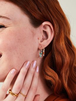 Accessorize London - Women Multi Beaded Hoop Earrings Pack Of 2