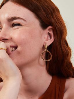 Accessorize London - Women Brown Wooden Inlay Drop Earrings