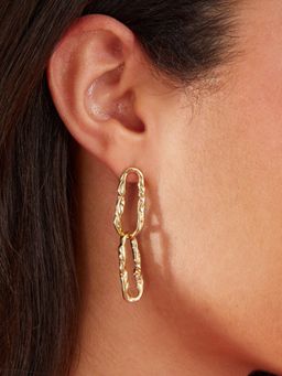 Accessorize London - Women 14K Gold Plated Molten Chain Drop Earrings