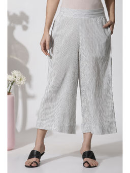 W - Women Loose Fit White Cotton Culottes