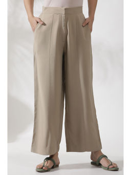 W - Women Straight Fit Beige Viscose Straight Pant