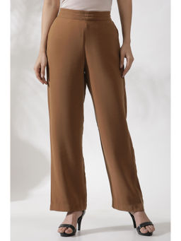 W - Women Straight Fit Brown Viscose Straight Pant