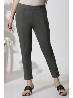 W - Women Slim Fit Green Rayon Pant