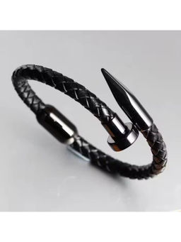 Jazz and Sizzle - Men Black Leather Adjustable Cuff