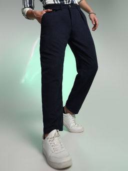 Campus Sutra - Blue Solid Regular Fit Trouser