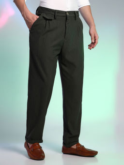 Campus Sutra - Black Solid Regular Fit Trouser