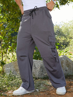 Campus Sutra - Grey Solid Regular Fit Cargo