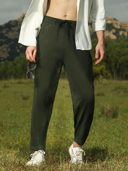 Campus Sutra - Green Solid Loose Fit Trouser