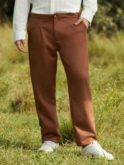 Campus Sutra - Brown Solid Regular Fit Trouser