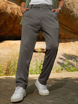 Campus Sutra - Grey Checks Regular Fit Trouser