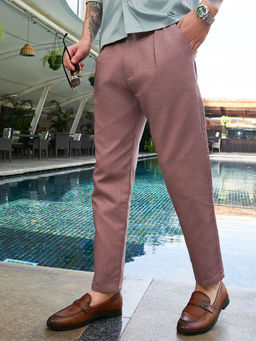 Campus Sutra - Pink Stripes Regular Fit Trouser