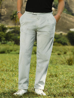 Campus Sutra - Grey Textured Regular Fit Trouser