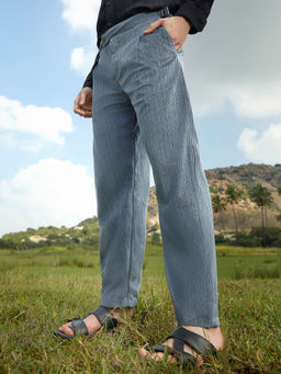 Campus Sutra - Grey Self Design Regular Fit Trouser