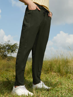 Campus Sutra - Green Solid Loose Fit Trouser