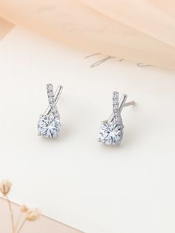 Ornate Jewels - 925 Silver 0.75 Carat American Diamond Dangle Earring For Women & Girls