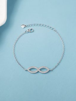 Ornate Jewels - 925 Silver American Diamond Infinity Adjustable Bracelet For Women & Girls