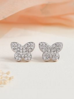 Ornate Jewels - 925 Silver American Diamond Butterfly Earring for Women and Girls (Free Size)