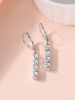 Ornate Jewels - 925 Silver Square American Diamond Dangle Earring for Women & Girls (Free Size)