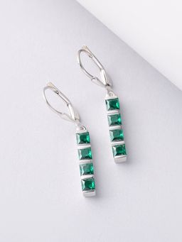 Ornate Jewels - 925 Silver Square Green Emerald Dangle Earring for Women & Girls (Free Size)