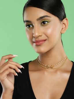 Ruby Raang Studio - White Gold Plated Kundan Necklace