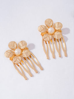 Hair Drama Co. - Gold Bloom Pearl Hair Pins (Pack of 2)