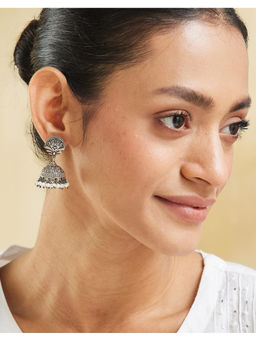 Fabindia - White Silver Jhumka Earrings