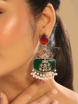 Nuyug - Multi-Color Rangrez Dual Tone Dangler Earrings