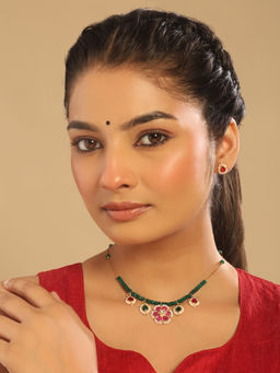 Nuyug - Multi-Color Ruby Floret Necklace with Earrings