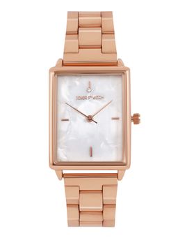 Joker and Witch - Joker & Witch Quad MOP Rectangle Dial Rose Gold Metallic Link Strap Analog Womens Watch