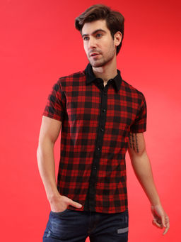 Campus Sutra - Men Half Sleeves Sleeve Checks Casual Shirt