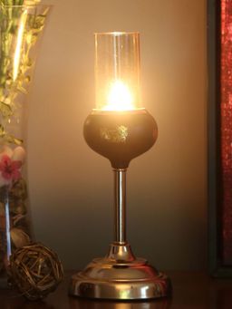 At Home by Nilkamal - Ball Candle Stand (Black & Gold)