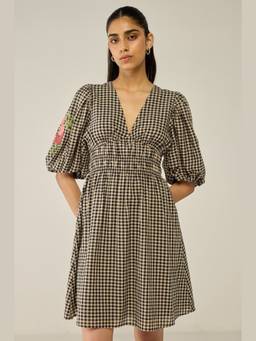 Move About Effortlessly - Black Checkered Mini Dress