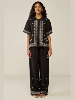 Move About Effortlessly - Black Embroidered Co-Ord Sets