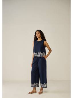 Move About Effortlessly - Blue Embroidered Co-Ord Sets