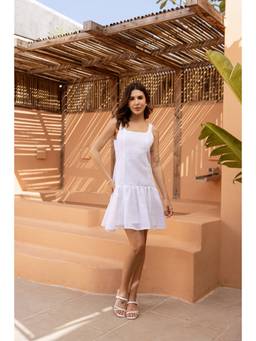 Sajke - White Amore Drop Waist Dress
