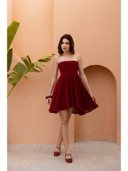 Sajke - Maroon Scarlette Tube Dress