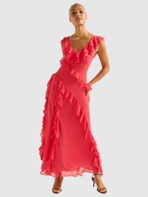 Forever New Red Ruffle Dress