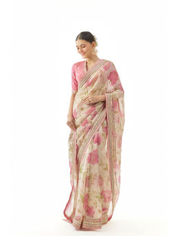 Gopi Vaid - Aavika Saree with Stitched Blouse and Petticoat- Ivory