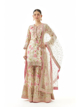 Gopi Vaid - Niyati Kurta with Sharara and Dupatta- Ivory