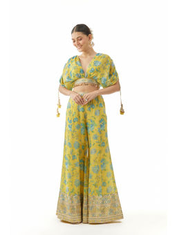 Gopi Vaid - Shivani Palazzo with Blouse - Yellow